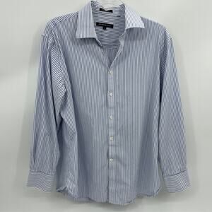 JOHN VARVATOS Shirt Mens Size M Long Sleeve Button Up Cotton Striped Collared